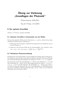 Übung zur Vorlesung „Grundlagen der Photonik“