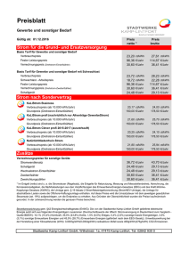 Strompreise Gewerbe 01.12.1016