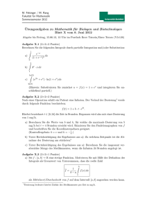 ¨Ubungsaufgaben zu Mathematik für Biologen und Biotechnologen