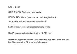 LICHT zeigt REFLEXION: Teilchen oder Welle BEUGUNG: Welle