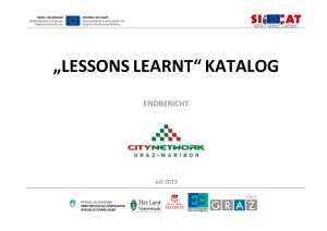 „LESSONS LEARNT“ KATALOG