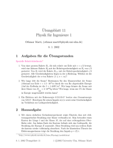 Uebungsblatt 9 fuer Physik 1 fuer Ingenieure