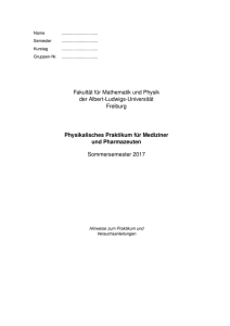 Praktikumanleitung zum SoSe 2017  - Uni Freiburg