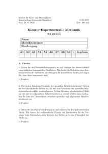 Klausur Experimentelle Mechanik