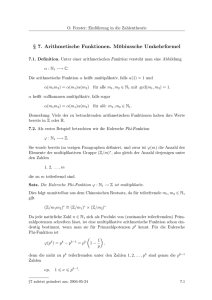 § 7. Arithmetische Funktionen. Möbiussche Umkehrformel
