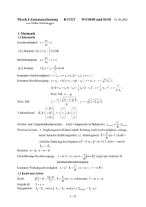 Zusammenfassung Physik I