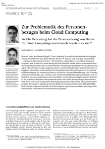 Zur Problematik des Personen- bezuges beim Cloud Computing