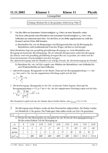 11.11.2002 Klausur 1 Klasse 11 Physik