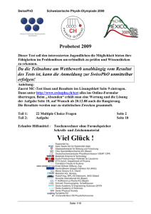Probetest 2009 - Swiss Physics Olympiad