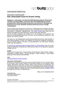 PRESSEINFORMATION Etat: ambuzzador buzzt für Ecowin Verlag