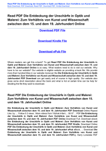 Read PDF Die Entdeckung der Unschärfe in Optik und Malerei: Zum