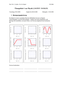 Übungsblatt 1 zur Physik I, D-ITET / D-MATL