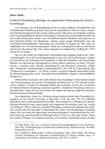 Friedrich Fürstenbergs Beiträge zur empirischen Erforschung der