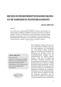 der einfluss fernseh&uuml;bermittelter kommunikation auf die