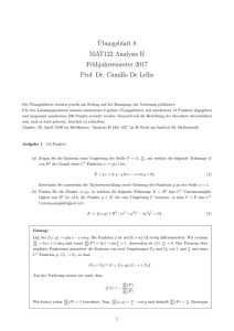 ¨Ubungsblatt 8 MAT122 Analysis II Frühjahrsemester 2017 Prof. Dr