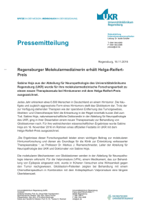 Pressemitteilung - Universitätsklinikum Regensburg