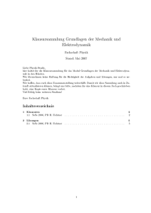 Klausursammlung Grundlagen der Mechanik und Elektrodynamik