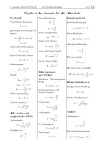Physikalische Formeln für die Oberstufe