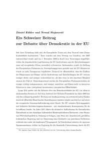 Ein Schweizer Beitrag zur Debatte über Demokratie in der EU