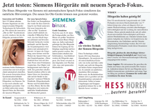 Siemens Hörgeräte mit neuem Sprach-Fokus.