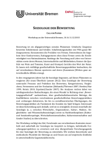 CfP - Soziologie der Bewertung - Workshop an der Universität