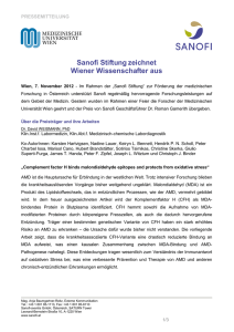 Sanofi Stiftung zeichnet Wiener Wissenschafter aus