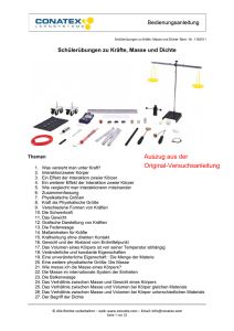 Schülerübungen zu Kräfte, Masse und Dichte