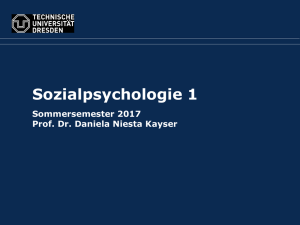 Sozialpsychologie I: Intraindividuelle Prozesse Sommersemester