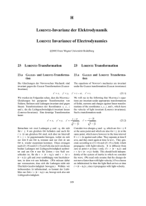 H L            -Invarianz der Elektrodynamik L             Invariance of