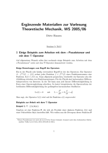 Ergänzende Materialien zur Vorlesung Theoretische Mechanik, WS