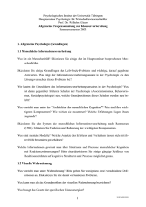 1 Psychologisches Institut der Universität Tübingen Hauptseminar