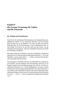 Kapitel 9: Die Fermat-Vermutung für Zahlen und für Polynome