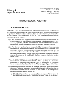 Übung 07: Strahlungsdruck, Potentiale