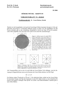 Vorlesungsblatt 6, Fermi Flächen, Metalle - E16