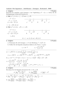 Analysis I für Ingenieure - Juli-Klausur - Lösungen