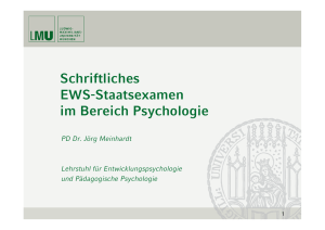 Staatsexamen Psychologie - Fakultät für Psychologie und Pädagogik