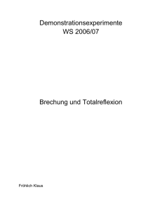 Demonstrationsexperimente WS 2006/07 Brechung und Totalreflexion