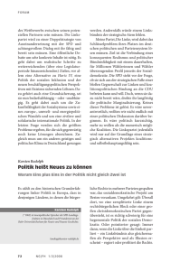 Politik heißt Neues zu können - Neue Gesellschaft Frankfurter Hefte