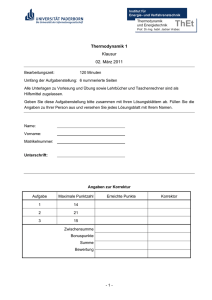 Thermodynamik 1 Klausur 02. März 2011