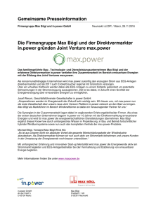 Gemeinsame Presseinformation Die Firmengruppe Max Bögl und