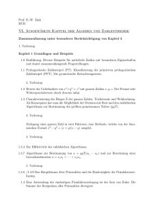 VL Ausgewählte Kapitel der Algebra und Zahlentheorie