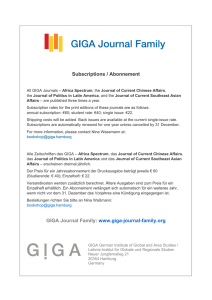 Subscriptions / Abonnement GIGA Journal Family: www.giga