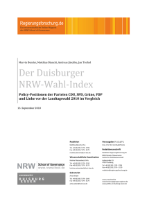 Der Duisburger NRW-Wahl-Index. Policy