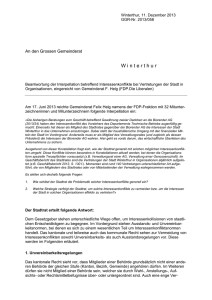 Antrag Stadtrat - Gemeinderat Winterthur