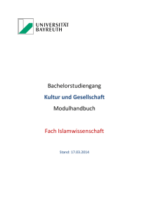 Bachelorstudiengang Kultur und Gesellschaft Modulhandbuch Fach