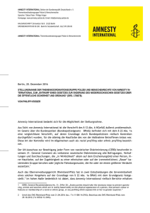 Amnesty International bedankt sich für die Möglichkeit der