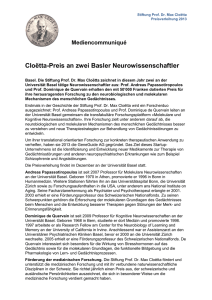 Cloëtta-Preis an zwei Basler Neurowissenschaftler