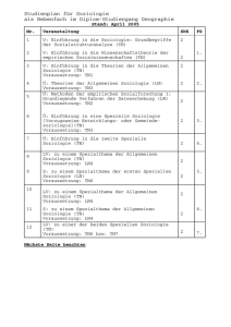 Studienplan für Soziologie