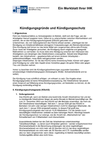 Kündigungsgründe und Kündigungsschutz - IHK Bonn/Rhein-Sieg
