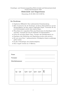 Elektrizität und Magnetismus Q1 - Q9 Q10 - Q17 Q18